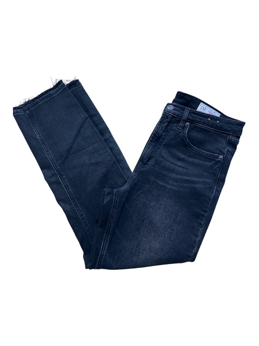 GAP High Rise Vintage Slim Jeans Frayed Hem size 29 R Black